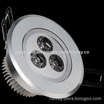 3W LED Ceiling Spotlight, 85-265V AC or 12V DC, 80-110lm/W, High-brightness, 72 Hours Aging Time